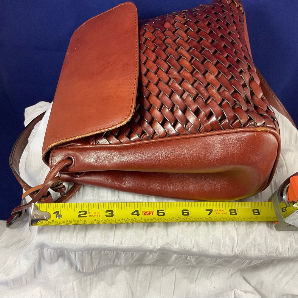 Etienne Aigner Woven Leather Crossbody in Rich Brown with Gold Hardware - Picture 12 of 16